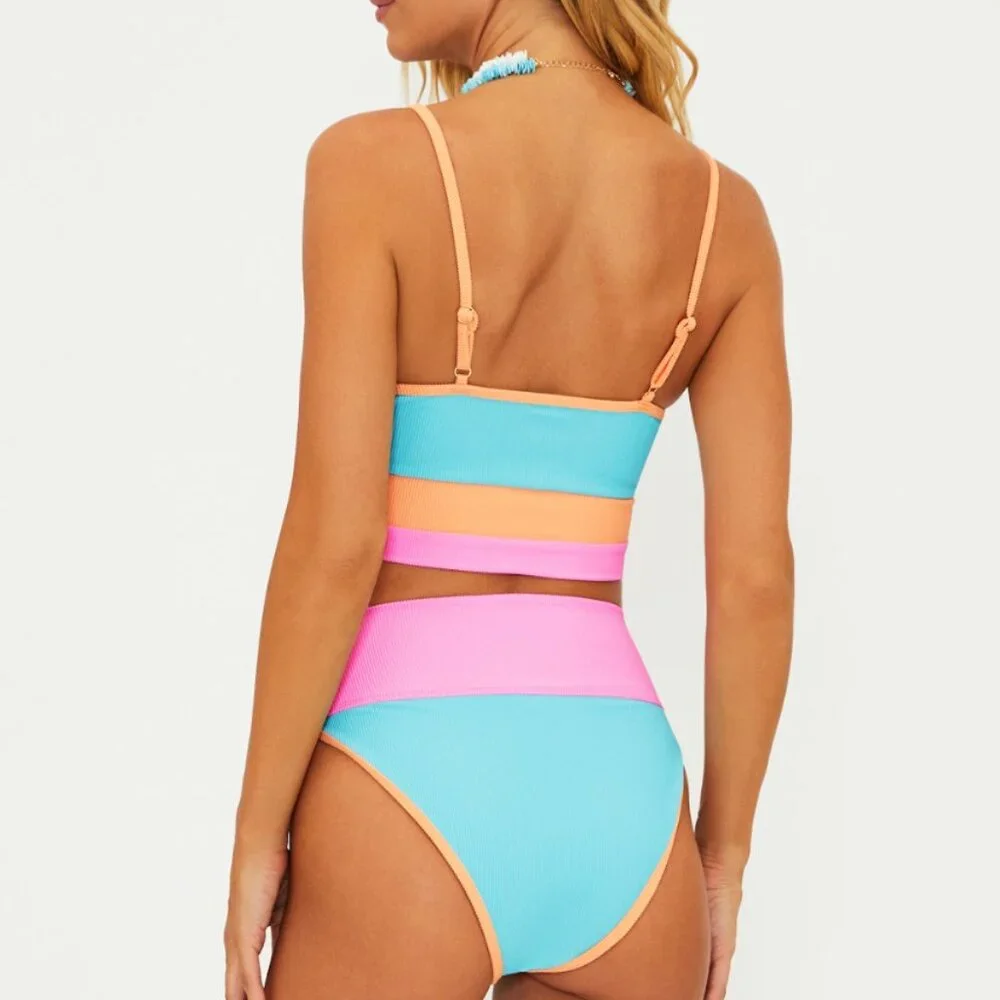 Beach Riot | Eva Bikini Top Crush Colorblock | Blue/Pink/Orange - Picture 5 of 7